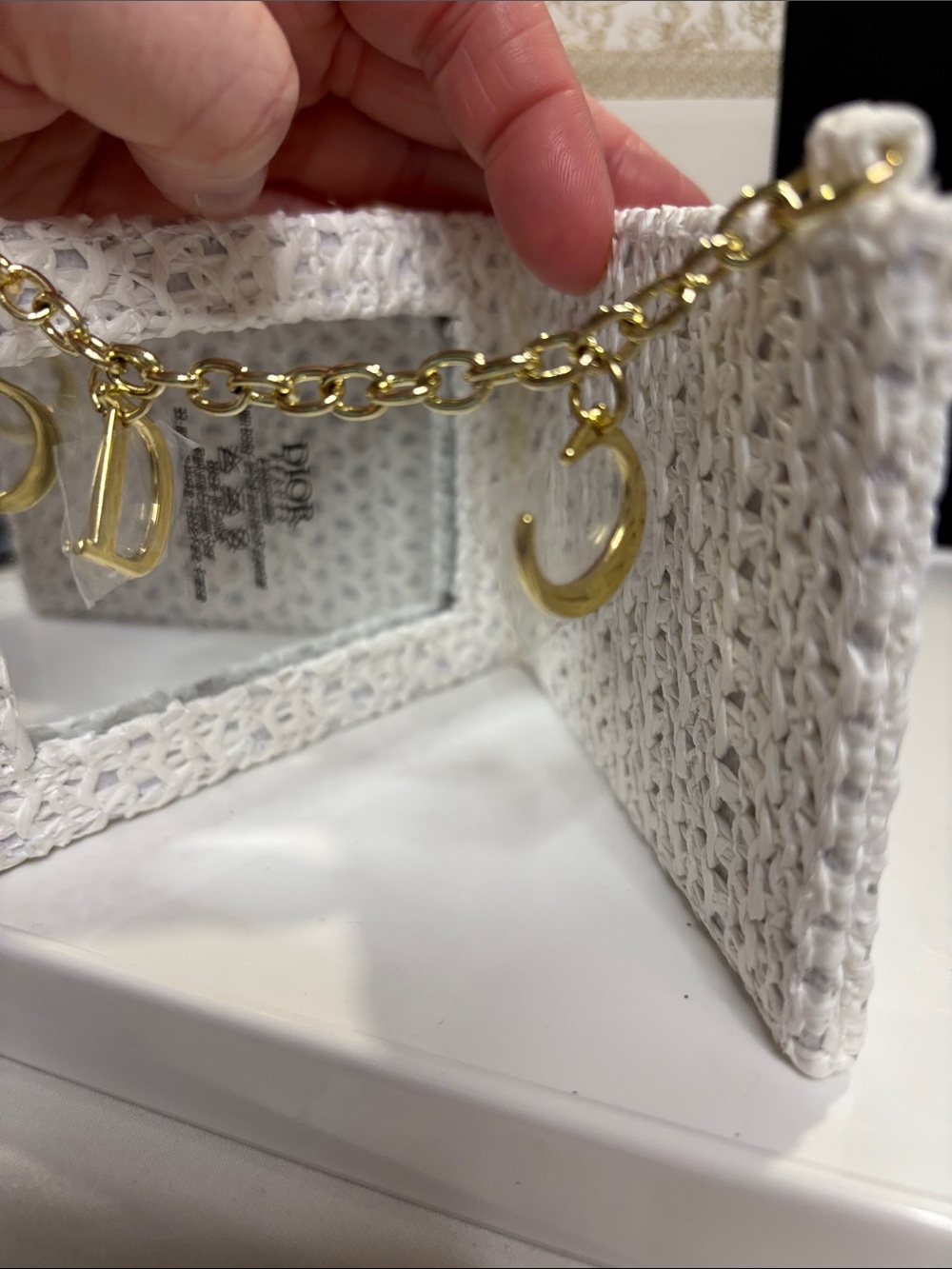 Dior White Woven mirror with CD chain - Picture 4 of 6